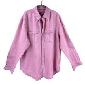 The Territory Ahead 100% Linen Button Front Shirt Size XL Pink